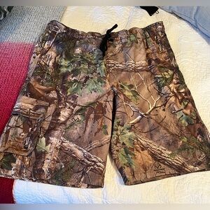 Men’s Camouflage Cargo Swim Shorts - Brown/Green Large
